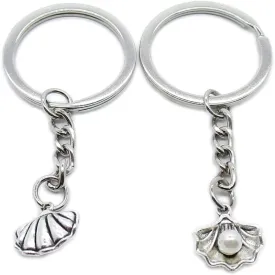 100 Pieces Keychain Keyring Door Car Key Chain Ring Tag Charms Supplies CA2J5O Pearl Shell Seashell