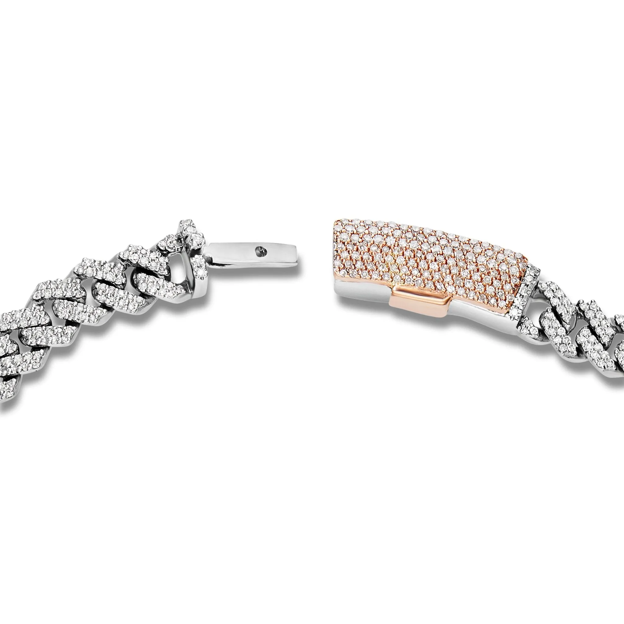 10K Gold Two Tone 4.15ct Diamond Cuban Chain with Butterfly Motifs