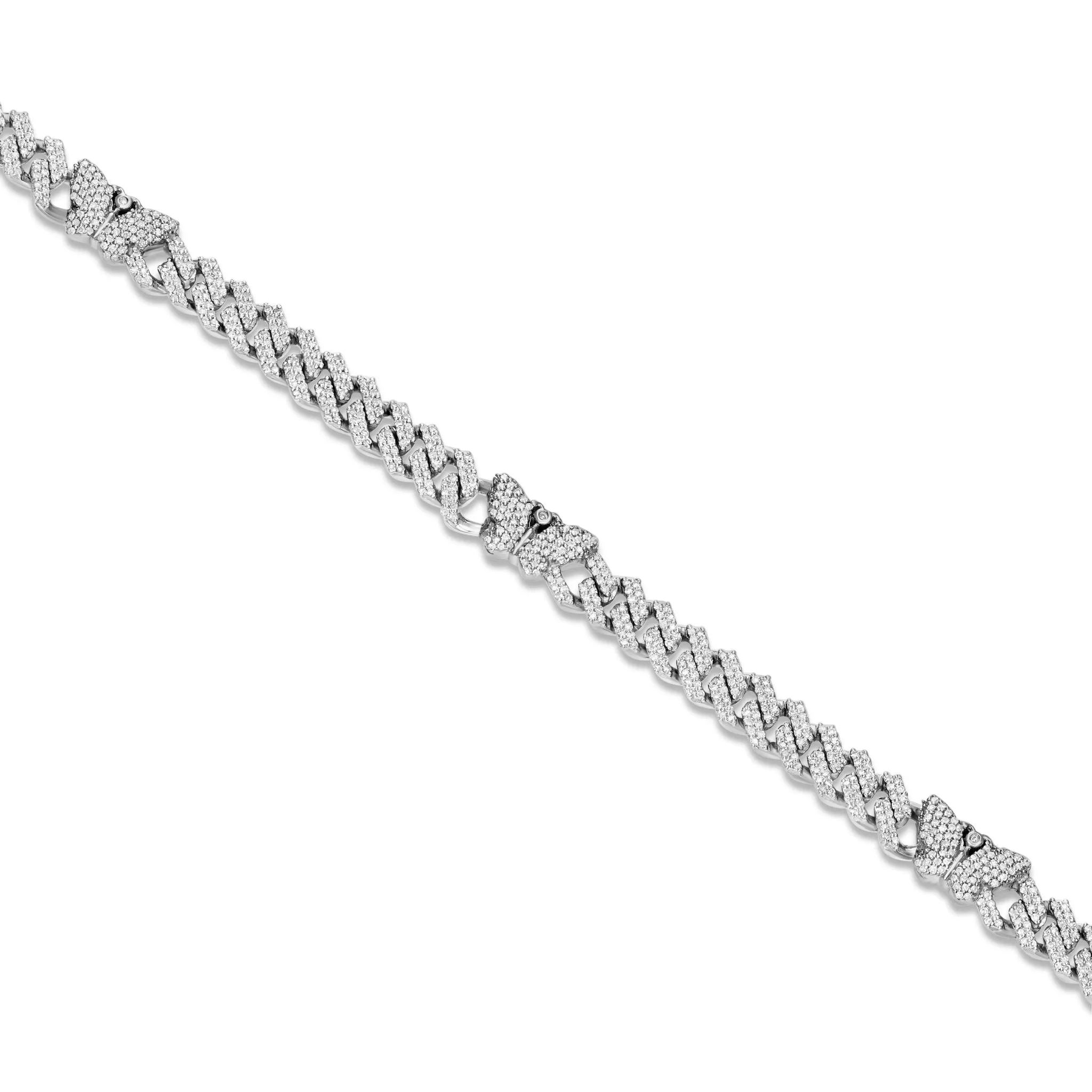 10K Gold Two Tone 4.15ct Diamond Cuban Chain with Butterfly Motifs
