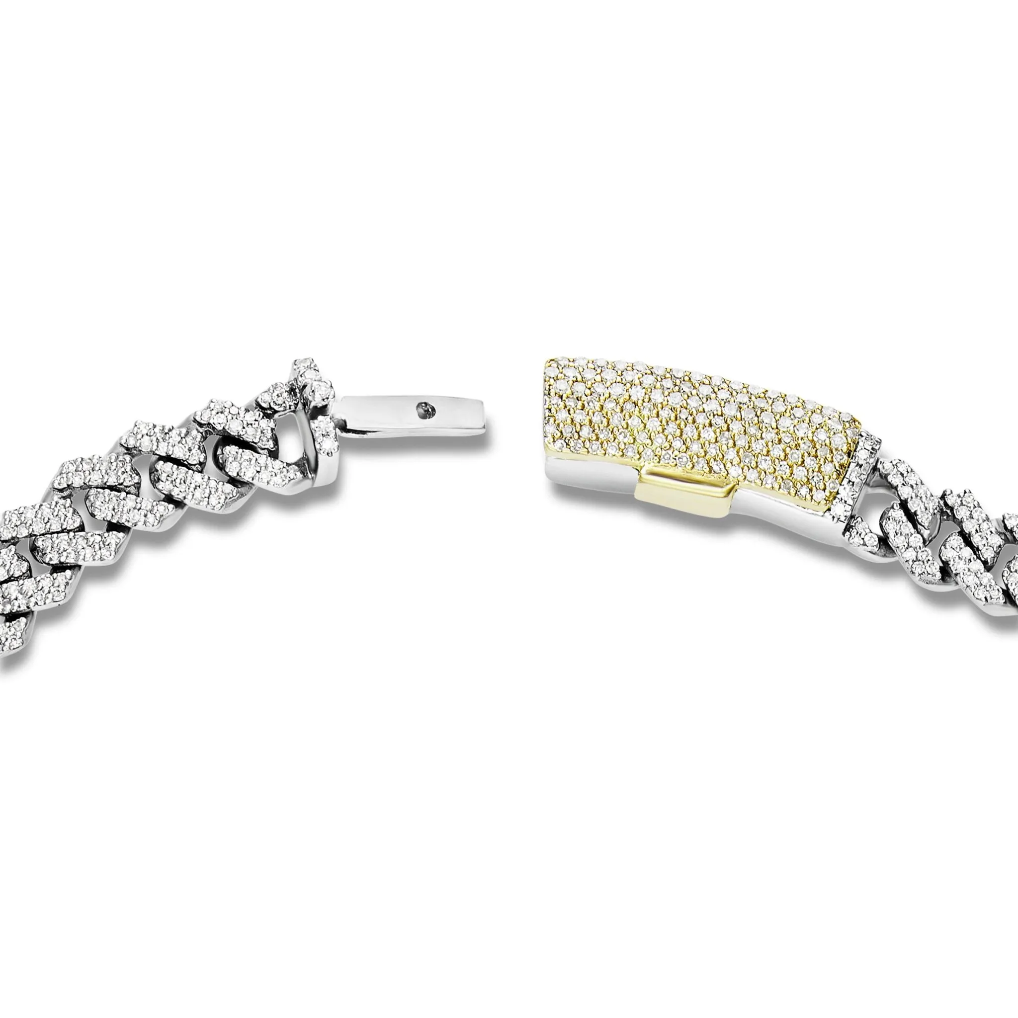 10K Gold Two Tone 4.15ct Diamond Cuban Chain with Butterfly Motifs