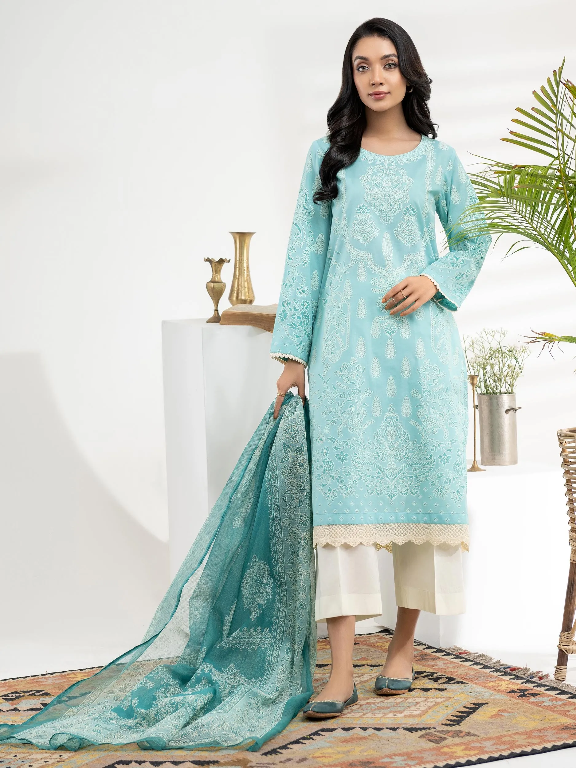 2 Piece Lawn Suit-Pasted Printed (Unstitched)