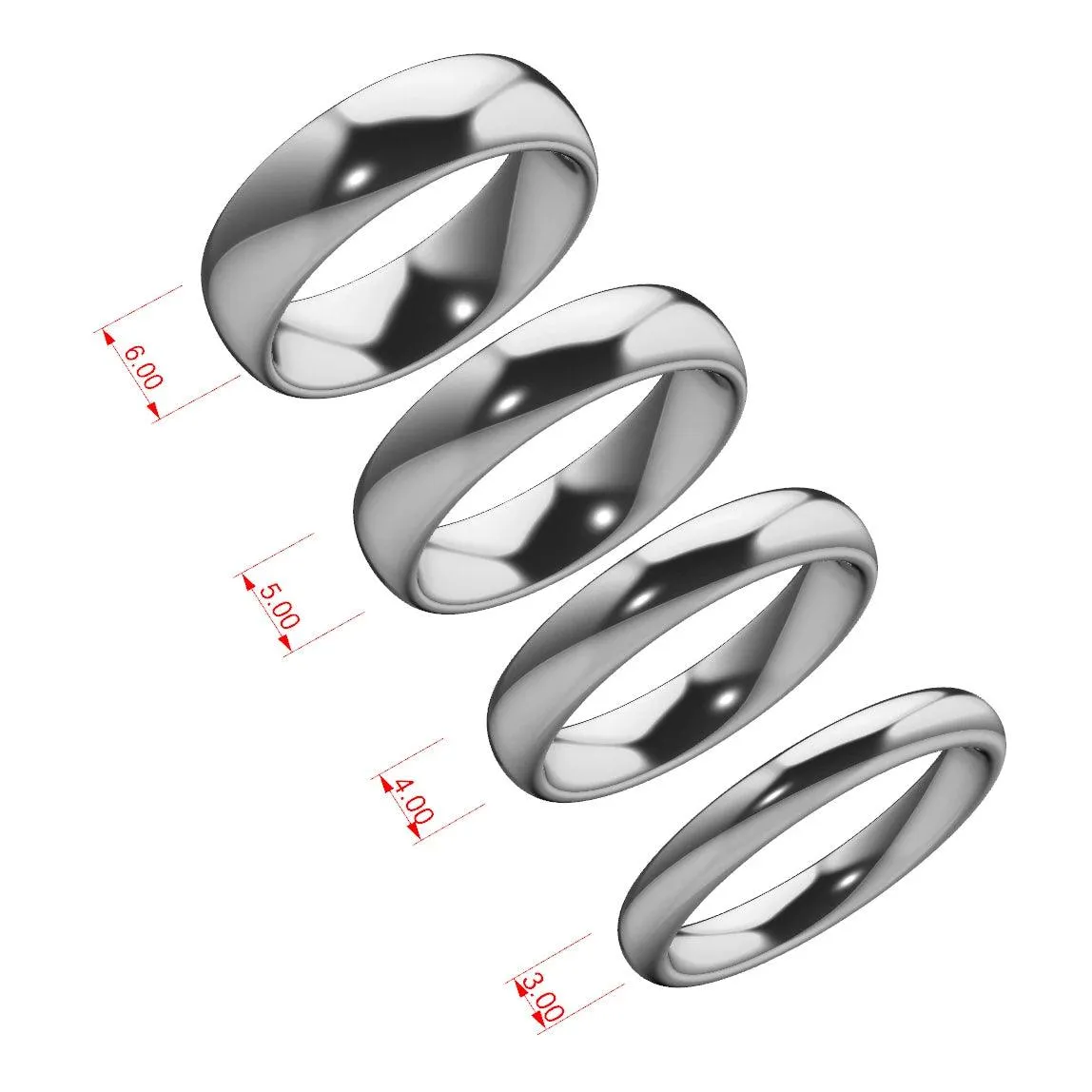 5mm Wedding Band Ring White Gold