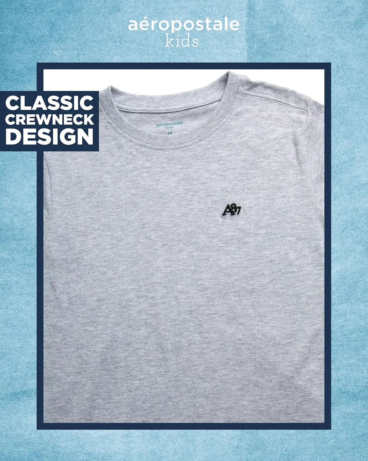 AEROPOSTALE Boys T-Shirt - Kids Basic Cotton Short Sleeve Shirt - Classic Crewneck Graphic Tee for Boys (4-16)