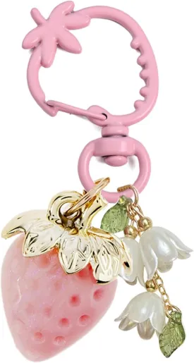 Agromusk Cute Strawberry Keychain,Bag Charms,Kawaii Heart Flower Daisy Key chains Accessories Decor for Girls Purse Gift