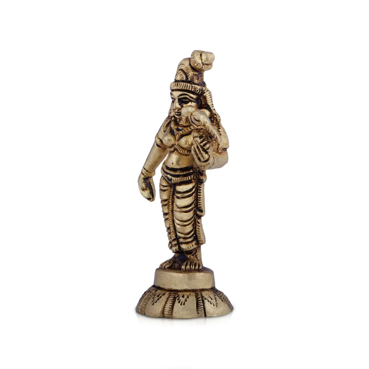 Andal Idol - 3.5 x 1.25 Inches | Antique Brass Idol/ Andal Vigraham for Pooja/ 120 Gms Approx