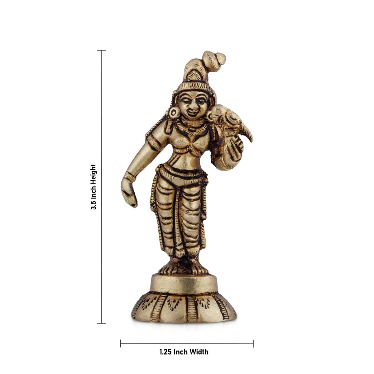 Andal Idol - 3.5 x 1.25 Inches | Antique Brass Idol/ Andal Vigraham for Pooja/ 120 Gms Approx