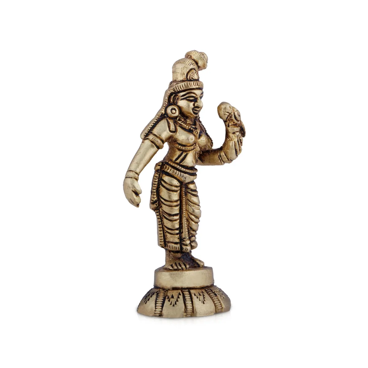 Andal Idol - 3.5 x 1.25 Inches | Antique Brass Idol/ Andal Vigraham for Pooja/ 120 Gms Approx