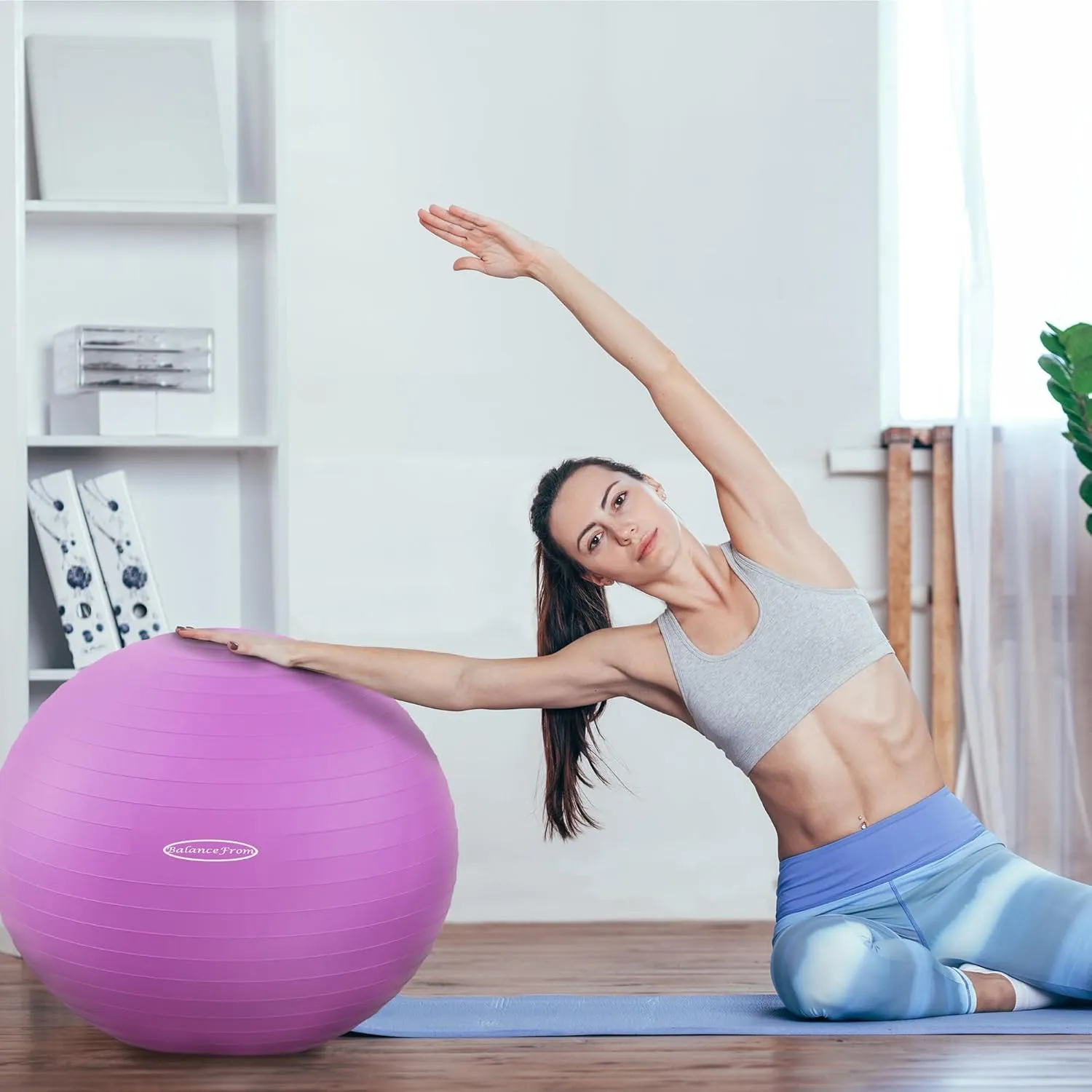 Anti-Burst and Slip Resistant Exercise Ball - Yoga, Fitness, Birthing Ball With Quick Pump, 2,000-Pound Capacity, Multiple Colors and Sizes