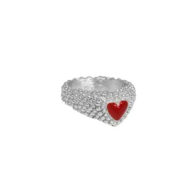 Atom Silver Ring Red
