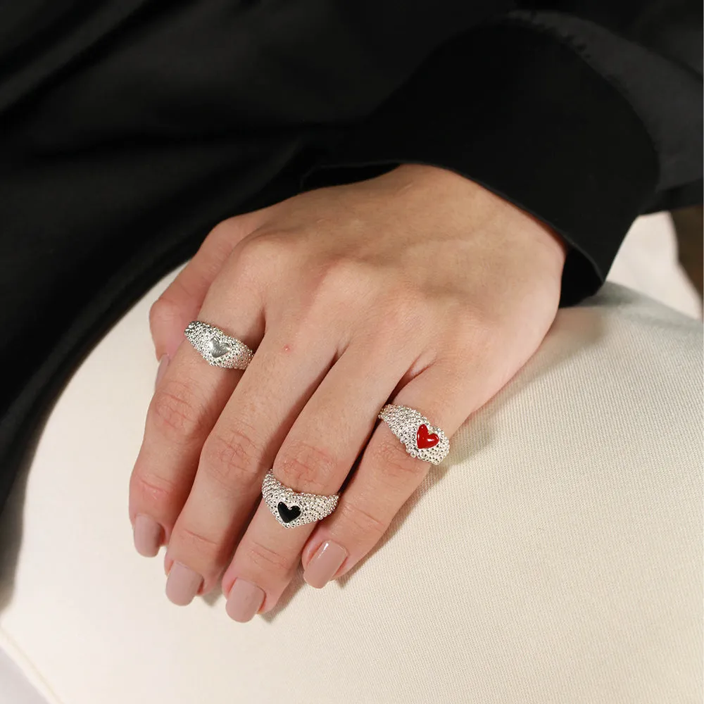 Atom Silver Ring Red