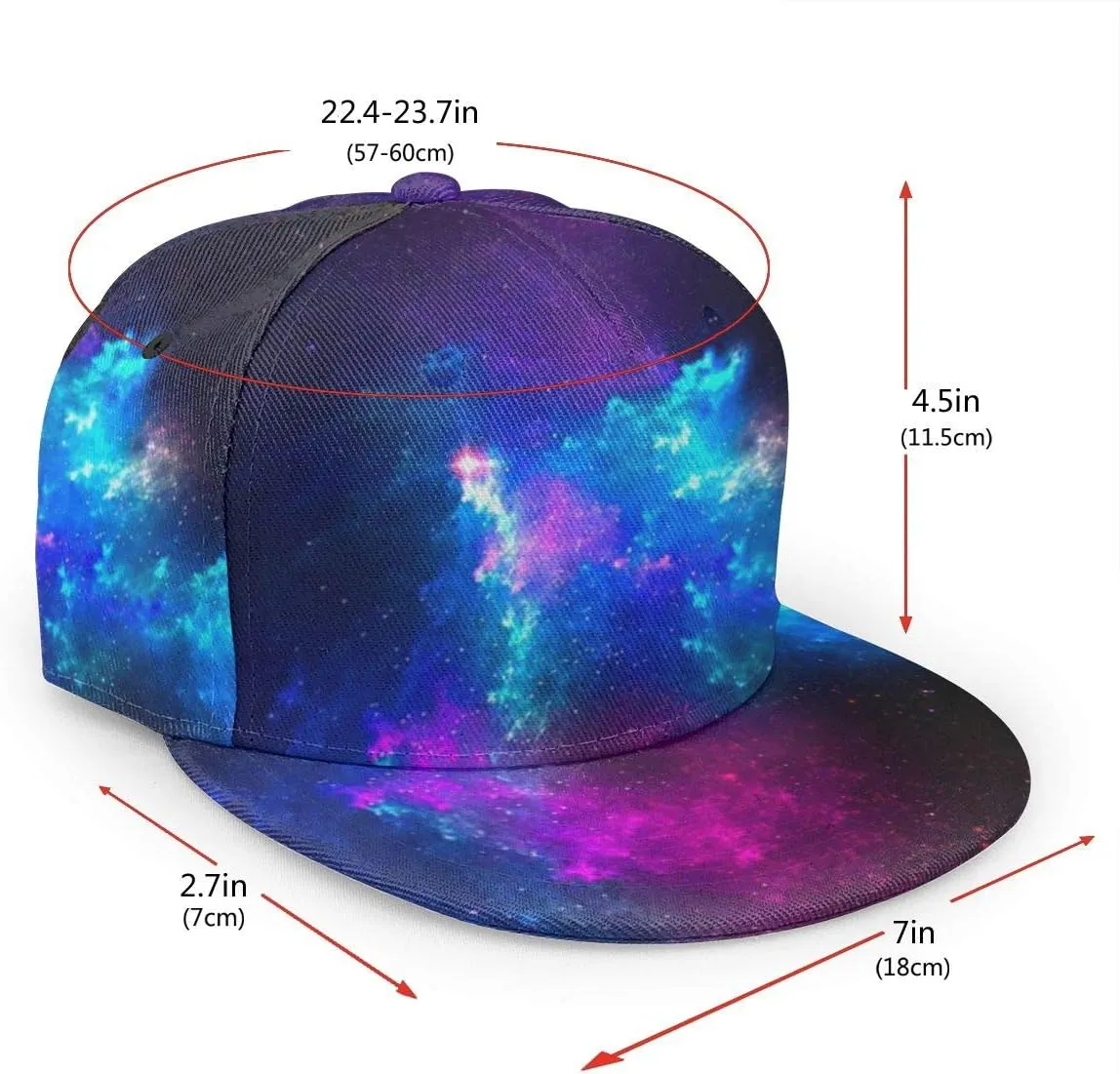 Baseball Cap Men Women - Rainbow Tie Dye Adjustable 3D Printed Snapback Flat Bill Hip Hop Hat