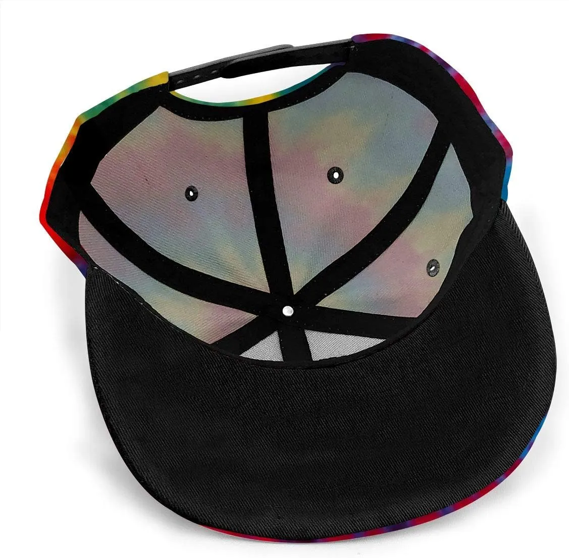 Baseball Cap Men Women - Rainbow Tie Dye Adjustable 3D Printed Snapback Flat Bill Hip Hop Hat