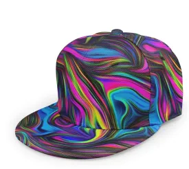 Baseball Cap Men Women - Rainbow Tie Dye Adjustable 3D Printed Snapback Flat Bill Hip Hop Hat
