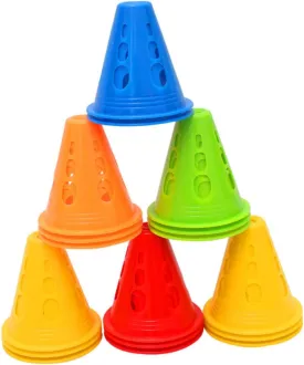 BESPORTBLE 50 Pack Windproof Safety Cones for Sports Training Flat Base Numbered Holes Skating Obstacle Outdoor Game Cones