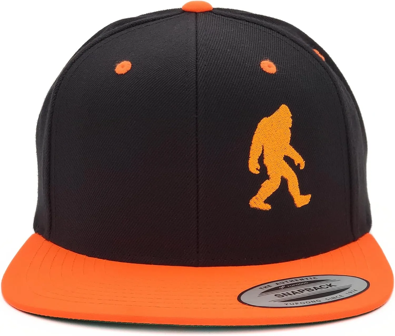 Bigfoot Hat Sasquatch Cap Embroidered Flat Bill Snapback Hat Two Tone Hip-Hop Hat Dad Cap Gift for Men Women Teen