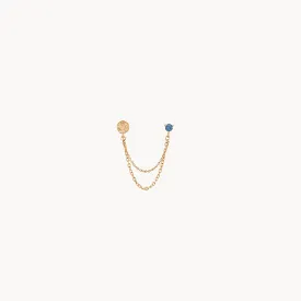 blue lagoon chain earring - 14k yellow gold, blue sapphire