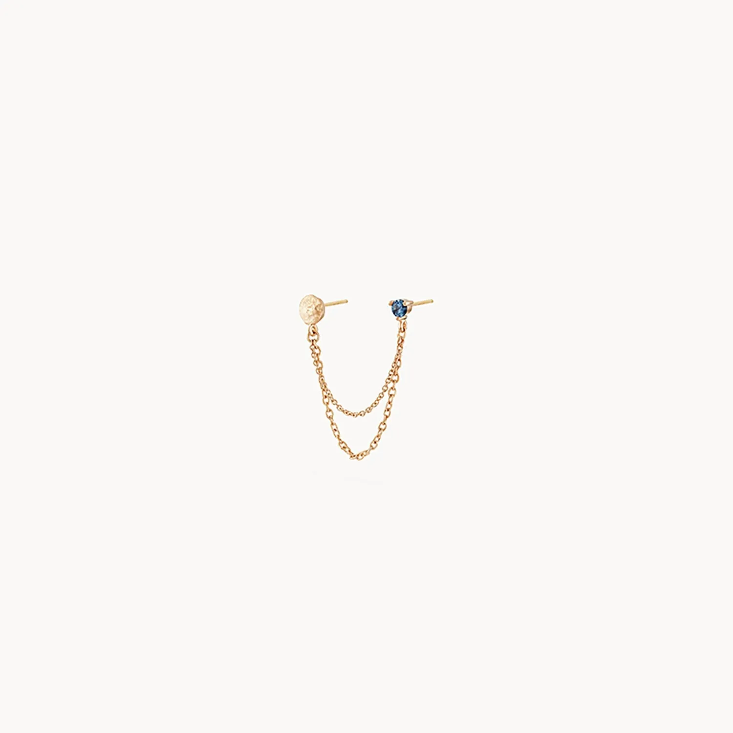 blue lagoon chain earring - 14k yellow gold, blue sapphire