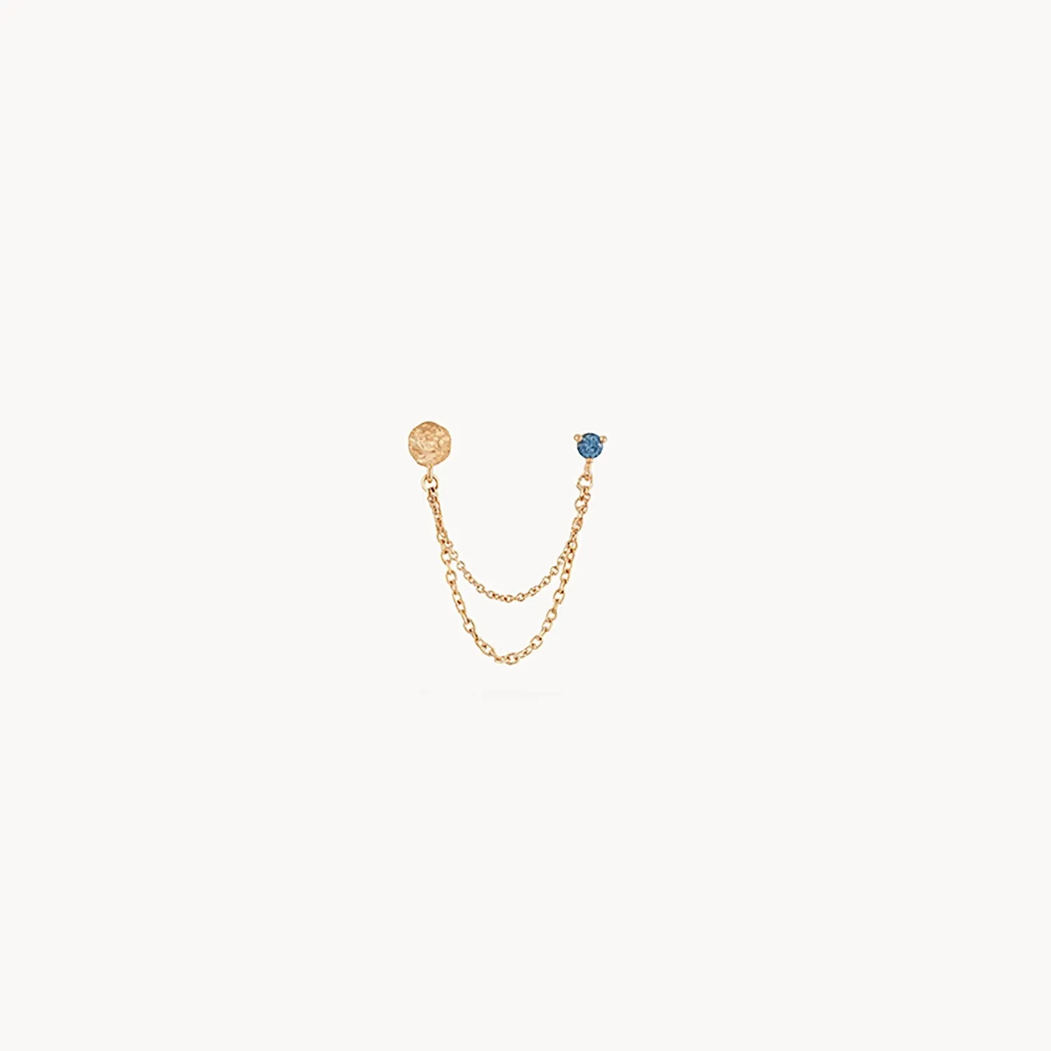 blue lagoon chain earring - 14k yellow gold, blue sapphire