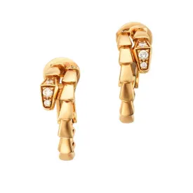 BVLGARI Metallic Viper Gold Diamond Earrings One Size