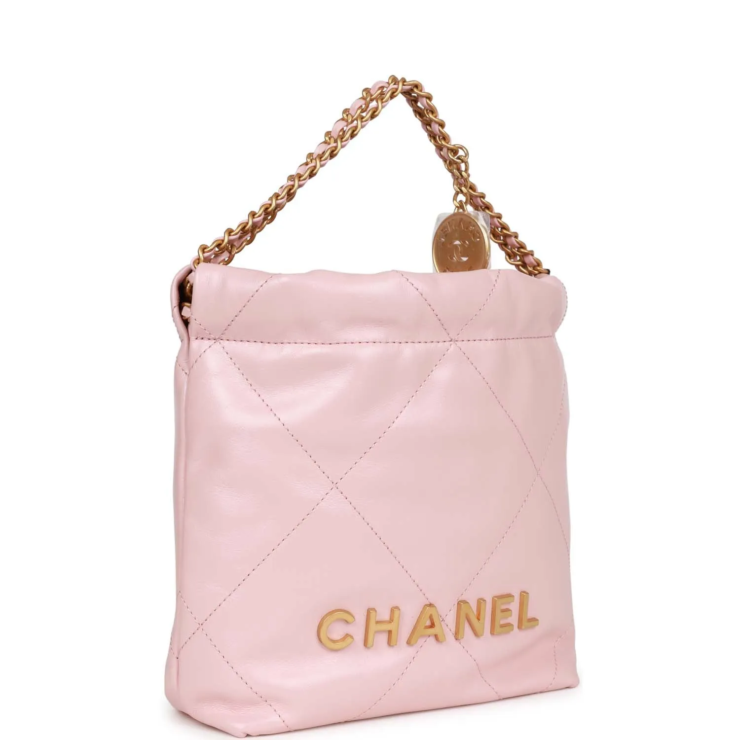 Chanel Mini 22 Bag Pink Calfskin Gold Hardware