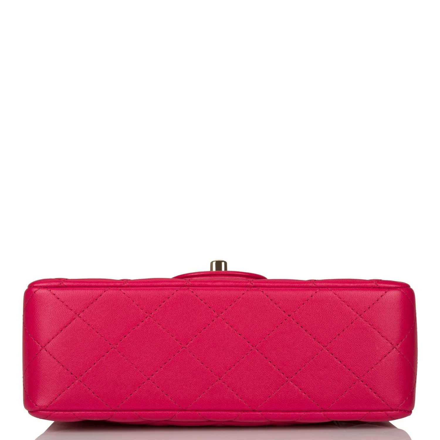 Chanel Mini Rectangular Flap with Top Handle Dark Pink Lambskin Light Gold Hardware