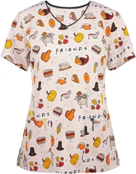 Cozy Fit Plus Size Scrub Shirts Medical Uniforms Tops Print Scrubs for Women Nurse Vet Pediatric with Design