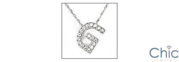 Cubic Zirconia Cz .36 TCW Pave G Letter Initial Pendant