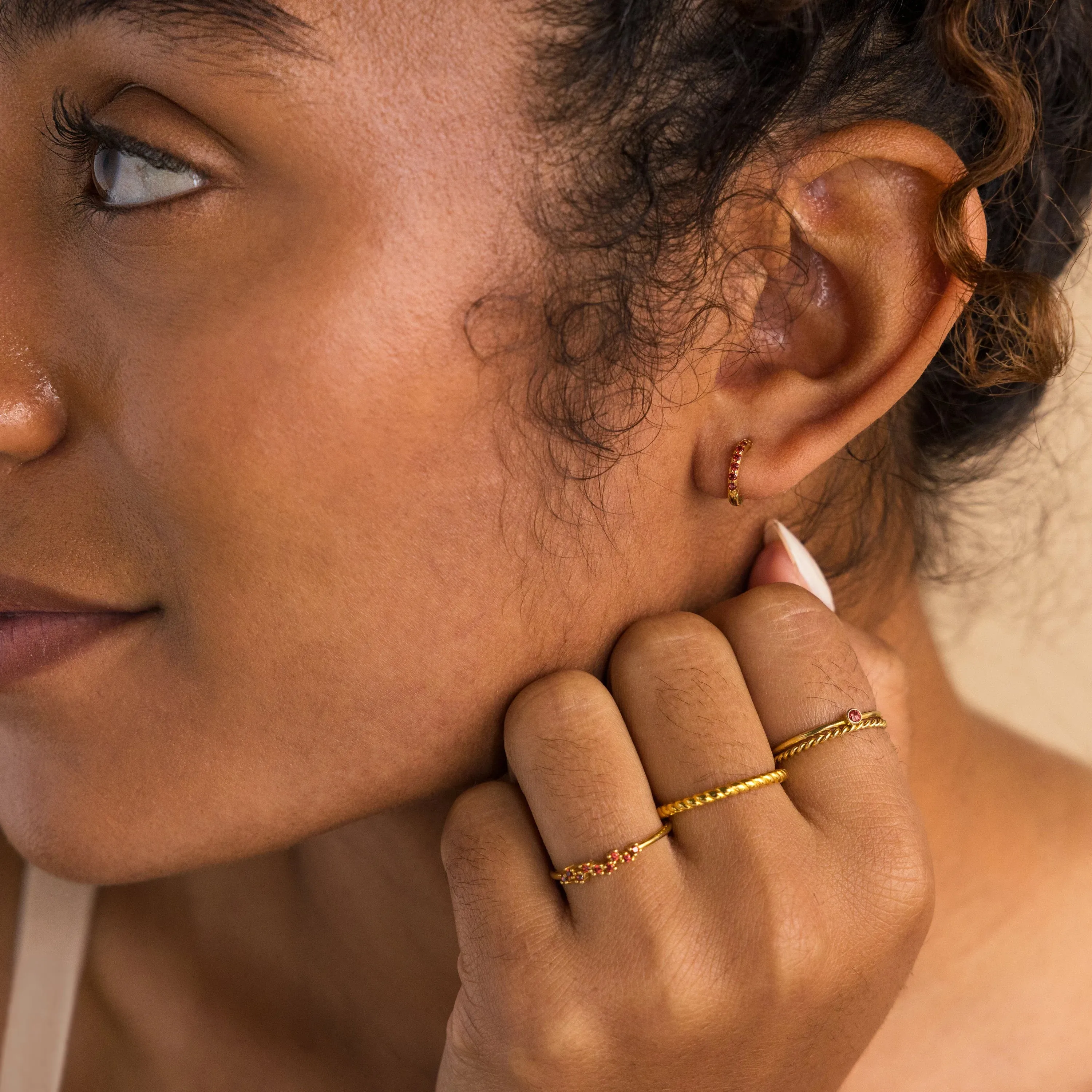 Dainty Pave Birthstone Huggies