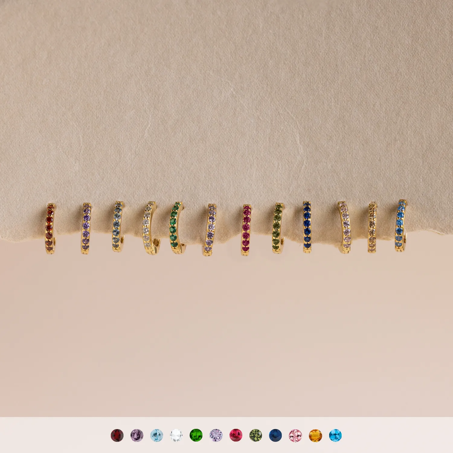 Dainty Pave Birthstone Huggies