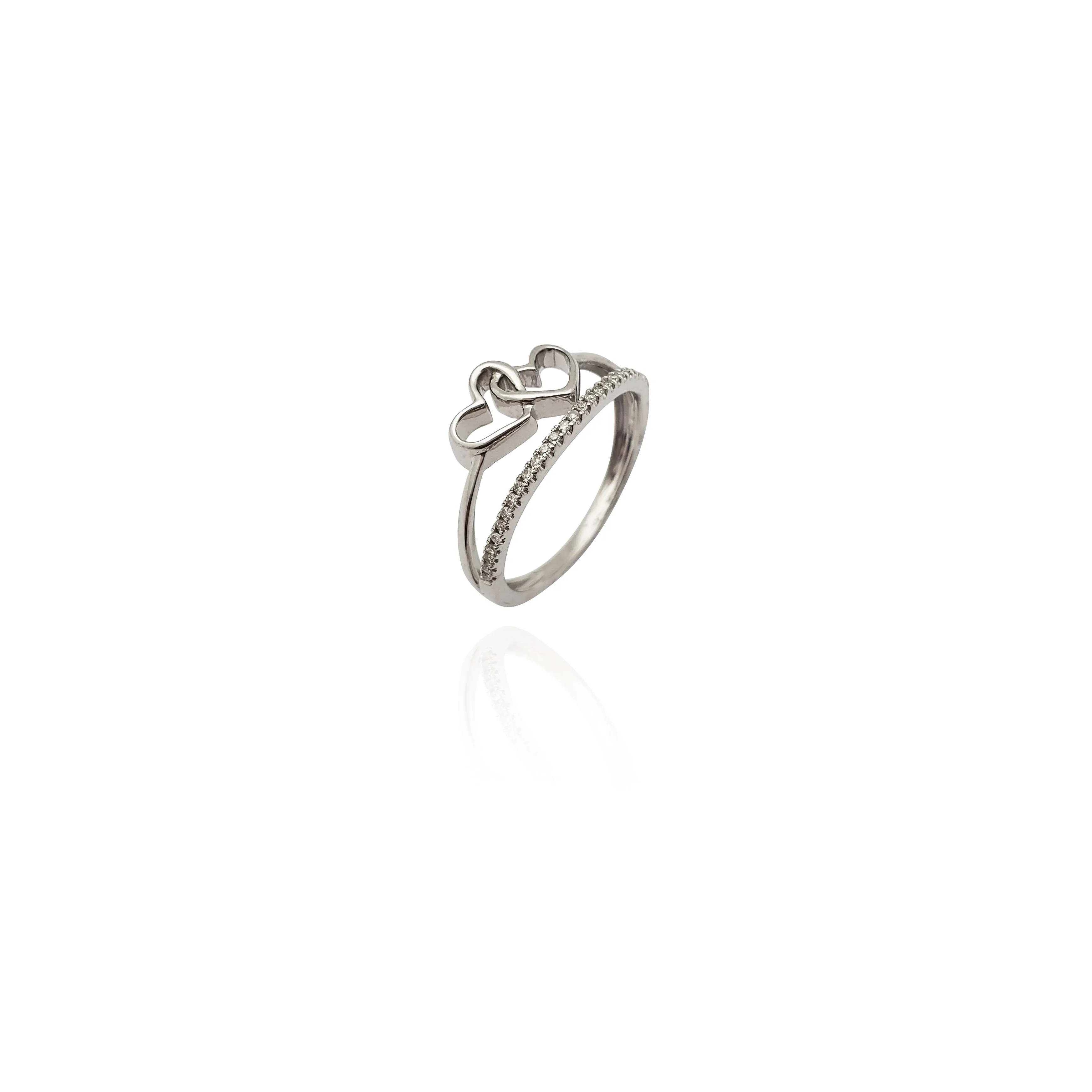 Diamond Looped Double-Heart Ring (14K)