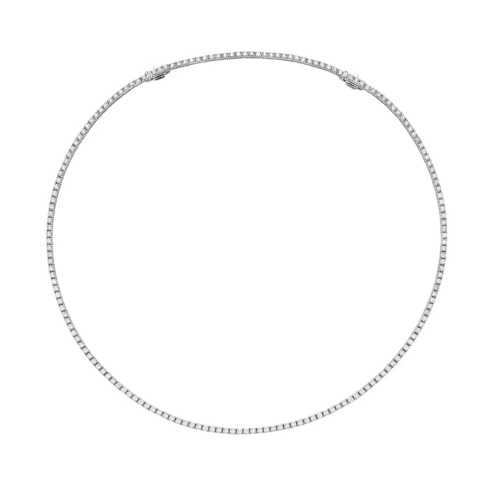 Diamond Tennis Necklace (5.50 ct.) 2.50 mm 4-Prongs Setting in 14K Gold   Chain Extender
