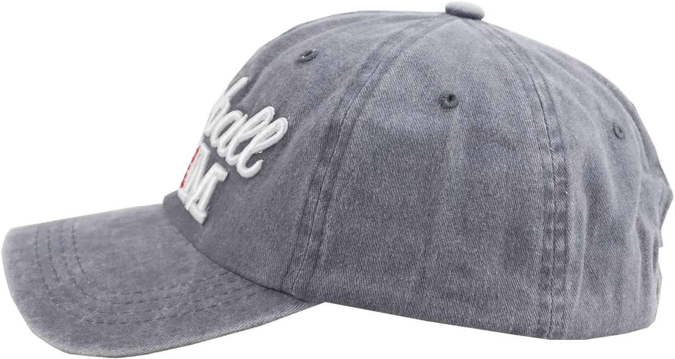 Distressed Baseball Mom Dad Hat for Women, Adjustable Washed Embroidered Baseball Cap for Mama