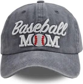 Distressed Baseball Mom Dad Hat for Women, Adjustable Washed Embroidered Baseball Cap for Mama