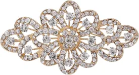 EVER FAITH Austrian Crystal Wedding Party Accessories 3.7 Inch Bridal Flower Ribbon Brooch for Women
