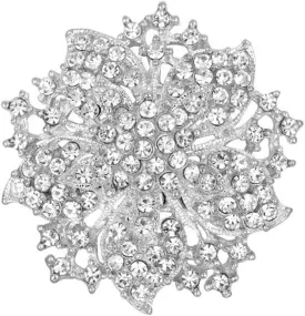 Ezing Fashion Jewelry Beautiful Silver Plated Rhinestone Crystal Brooch Pin for Woman