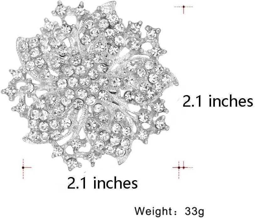 Ezing Fashion Jewelry Beautiful Silver Plated Rhinestone Crystal Brooch Pin for Woman