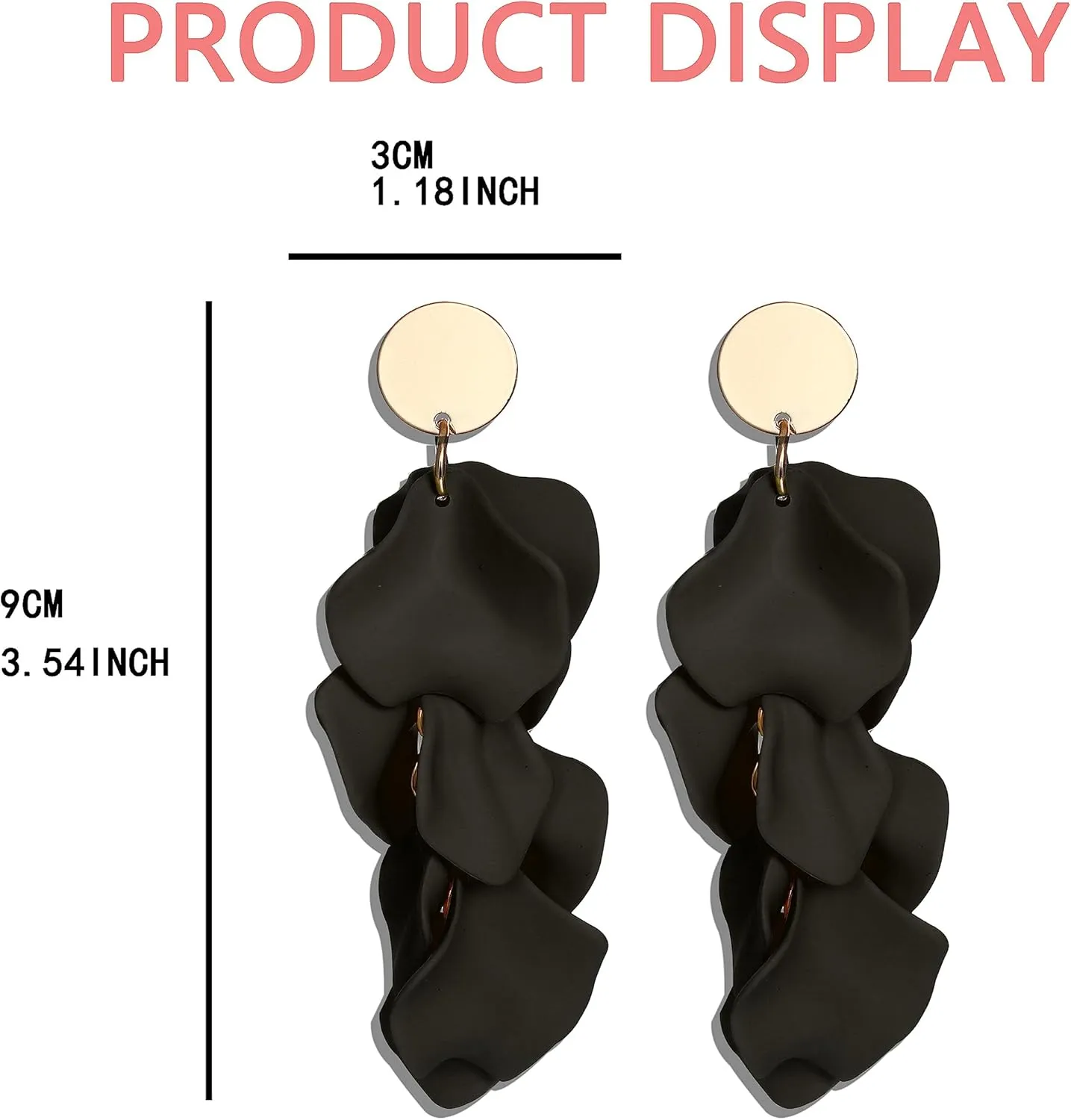 FIBO STEEL Rose Petal Dangle Clip on Earrings Acrylic Earrings Red Earrings for Women Flower White Black Hot Pink Orange Statement Earrings Boho Resin Floral