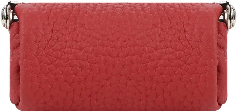 Genuine Leather Mini Jewelry Women's Coin Purse Solid Color Kiss Lock Change Pouch Casual Style Small Storage Bag for Women 1894 (Bright Red)