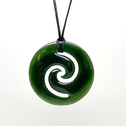 Genuine Ngai Tahu Greenstone Maori Double Koru Necklace
