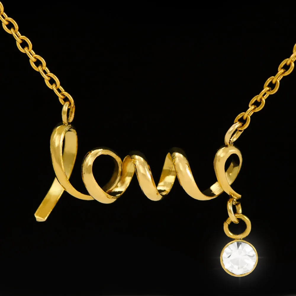 Gifts For Mom Scripted LOVE Necklace With Adorable I Love You Message Card