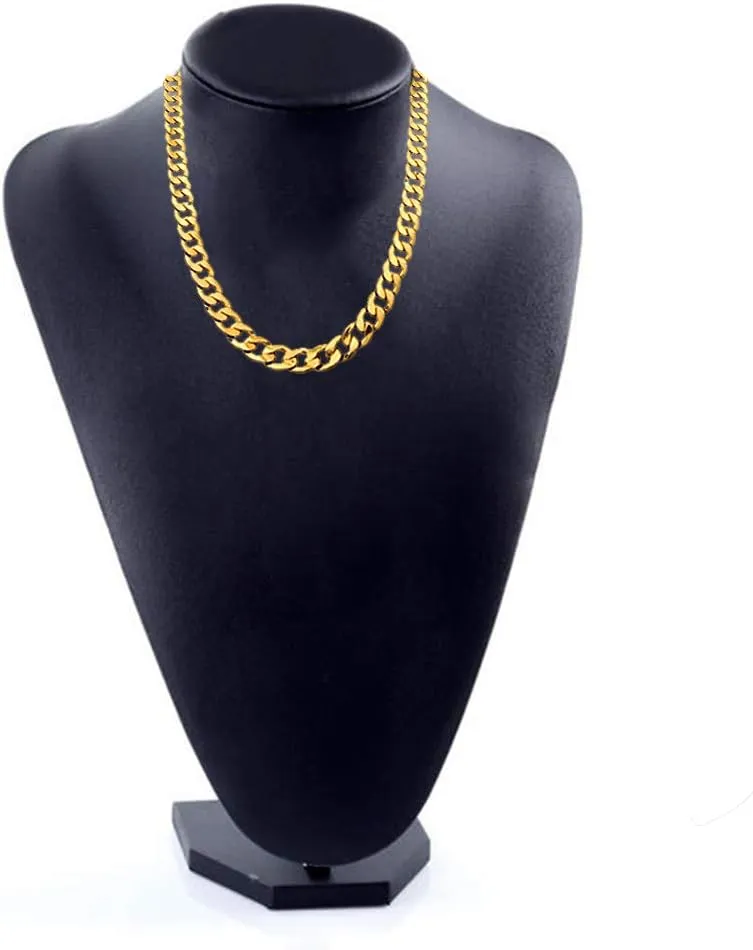 Gold Chain Necklace, 22 Inch Golden Ultra Luxury Looking Feeling Real Solid 14K Gold plated Curb Fake Neck Chain for Party Dancing