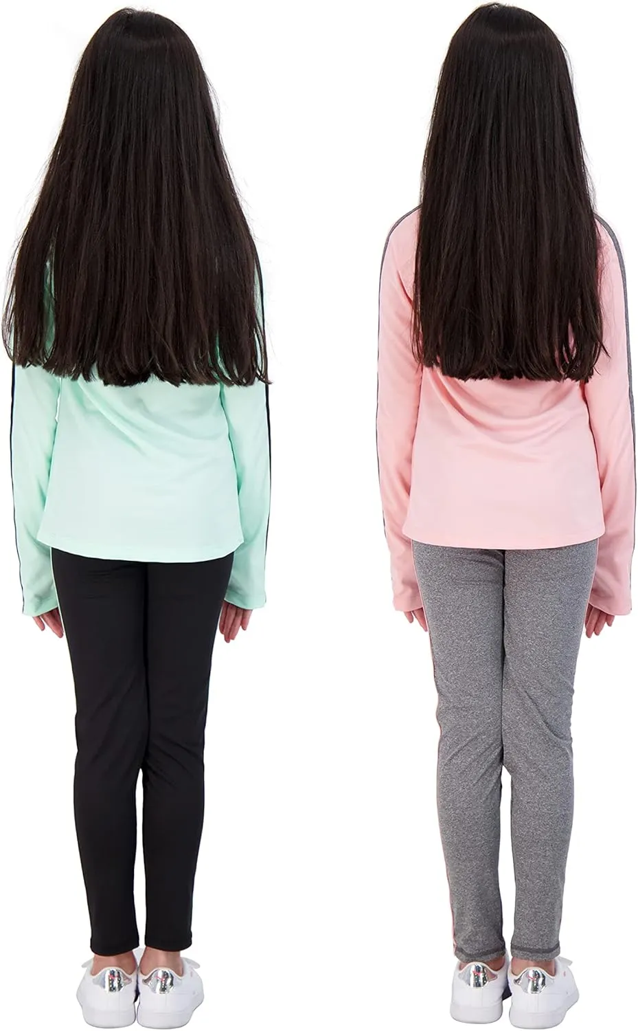 Hind 4-Piece Girls Athletic Leggings and Long Sleeve Workout Hoodie Tops Set, Fashion Active Clothes for Girls