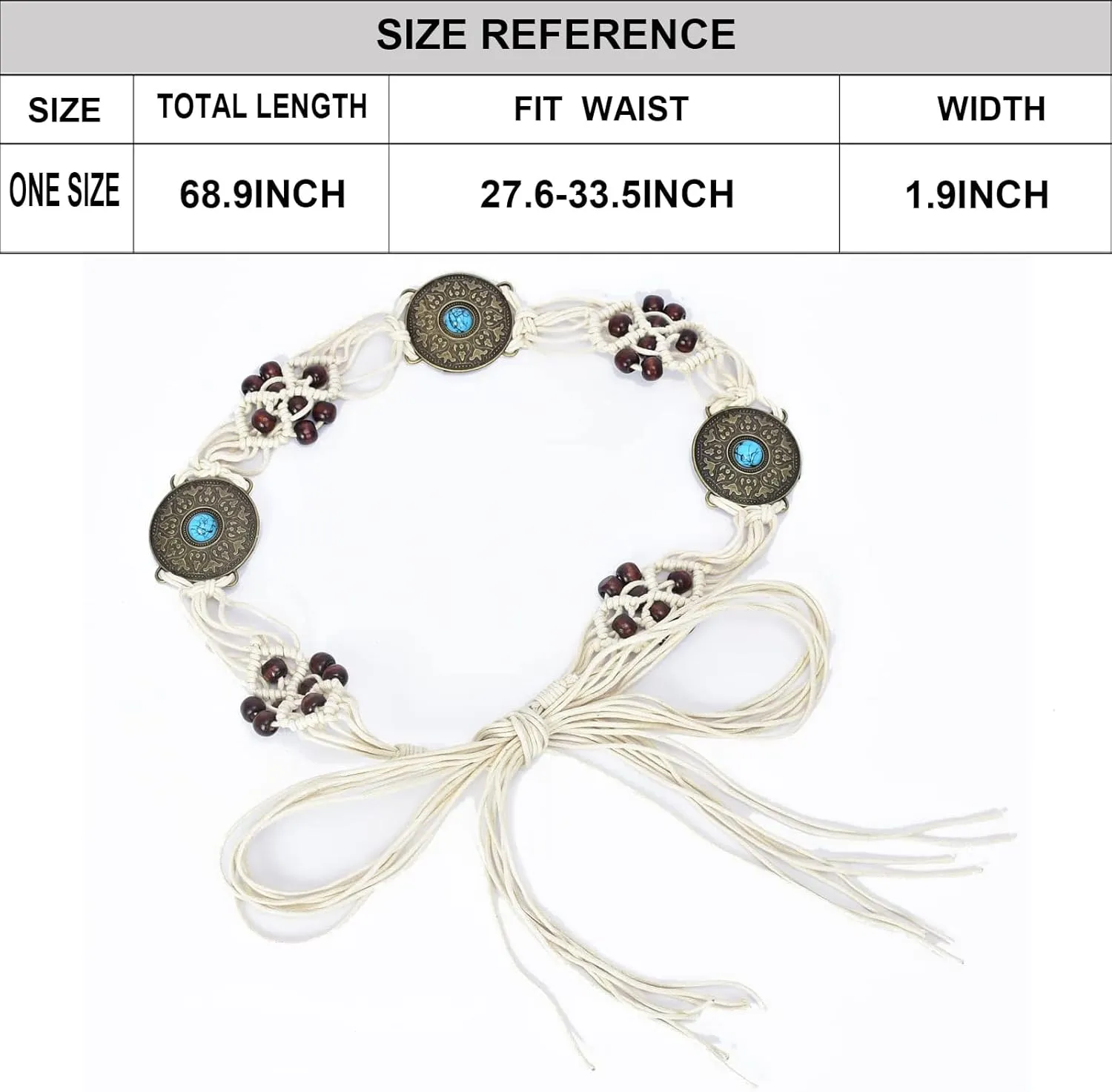 ILuvatar Women's tassel knotted belt hand woven belt Women's Bohemian Style Rope Braid Waist belt