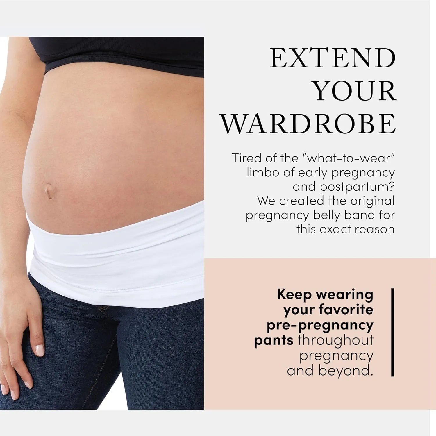 Ingrid & Isabel Basics Bellaband, Maternity Belly Band, Pants & Jeans Extender for Pregnancy & Postpartum