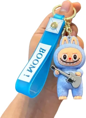 Keychain for La bubu Pendant Jewelry for Bag Purse Backpack Wristlet Landyard Key Accessories Macaron Have a Seat Big Into Energy Cola Coke Monster Women Girl POP Fans Birthday Holiday Day Gift (Blue)