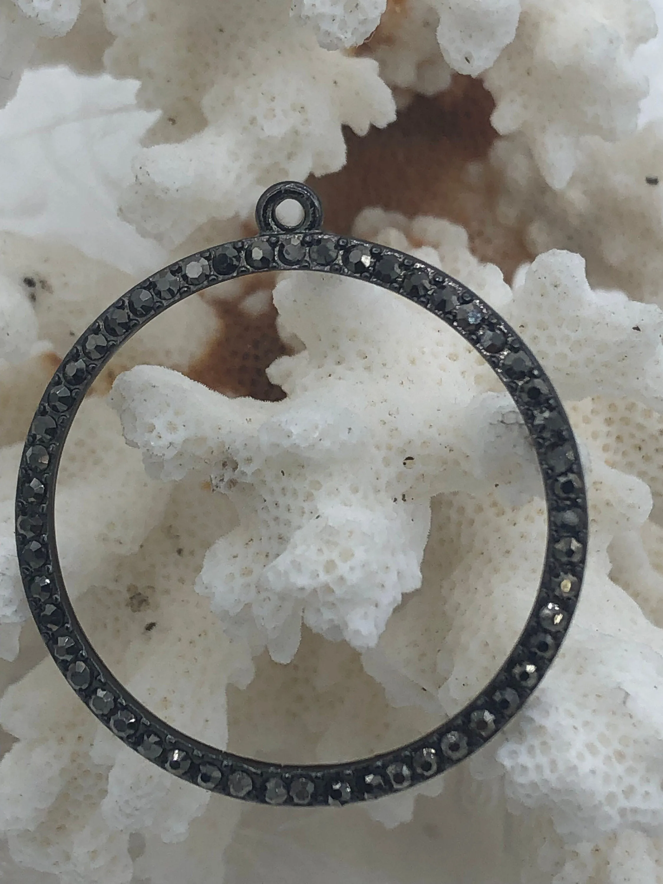 Large Round Hoop Crystal Charm Pendants, Rhinestone Pave Hoop 35mm x 2.5mm, Ring Circle Pendant or Earrings, Hoop Circle, 6 colors Fast Ship
