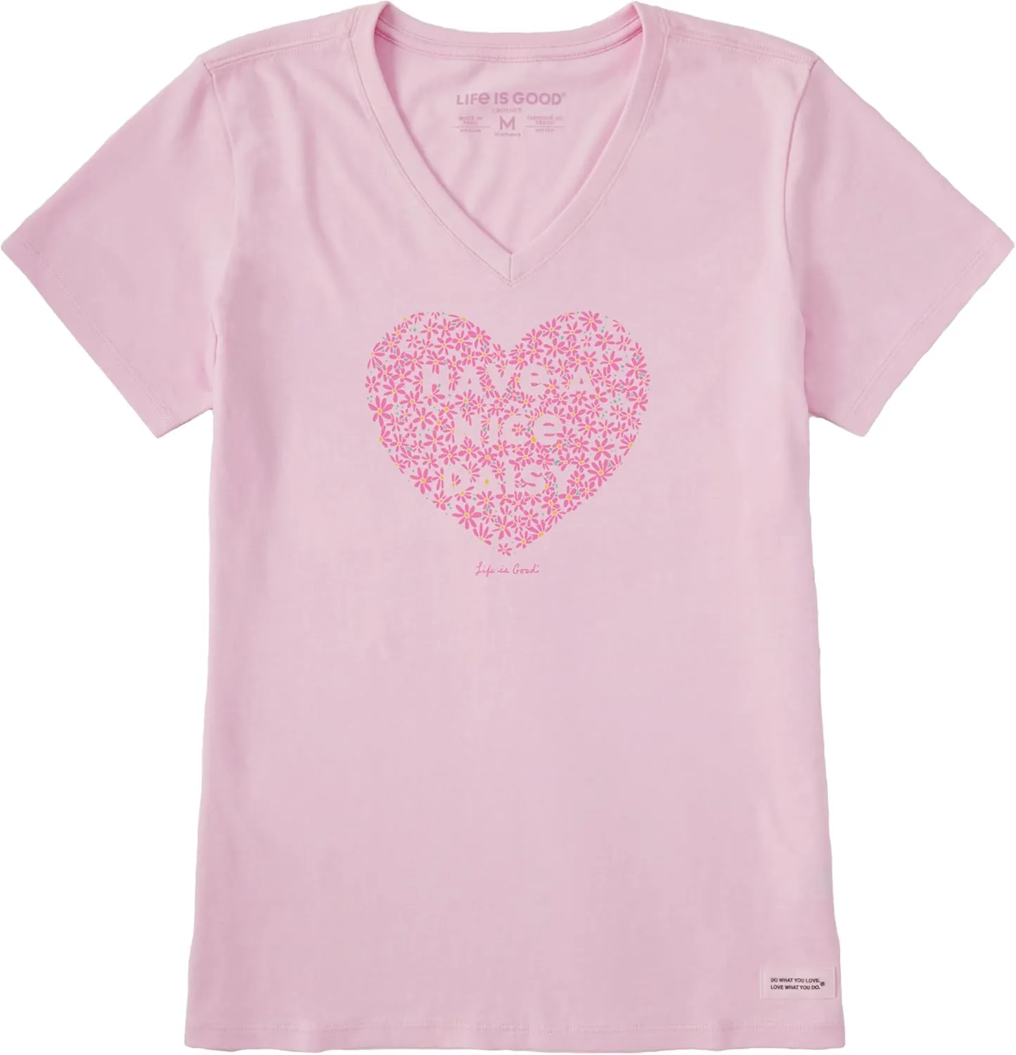 Life is Good Women's Standard Crusher Tee, Short Sleeve Cotton Graphic T-Shirts, Have a Nice Daisy, Seashell Pink