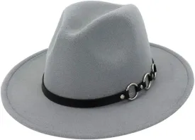 Men Women Vintage Top Fedora Hat Wide Brim Floppy Hat Classic Fedora Hat with Belt Buckle Fedora Hats