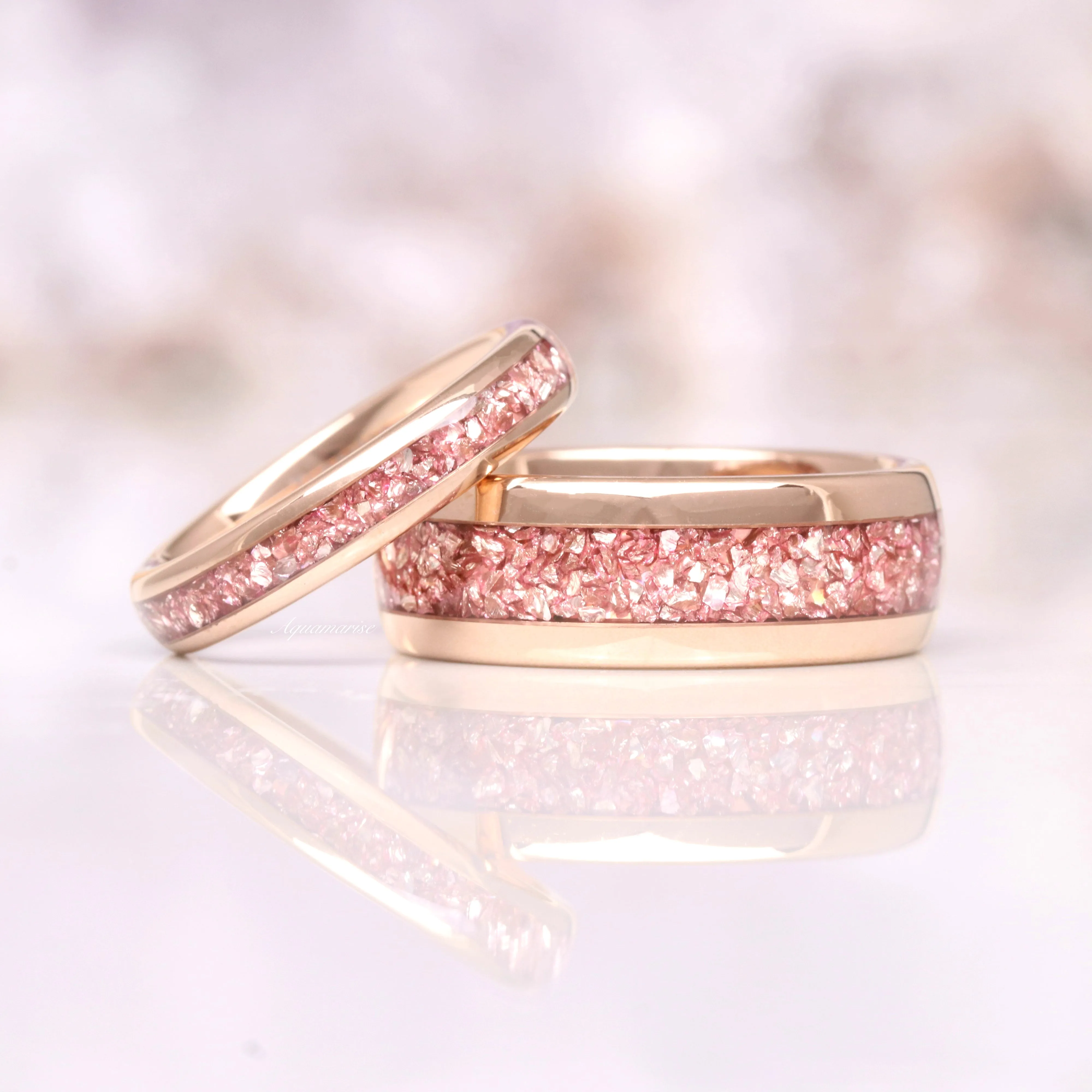 Morganite Wedding Band- 8MM Rose Gold Tungsten