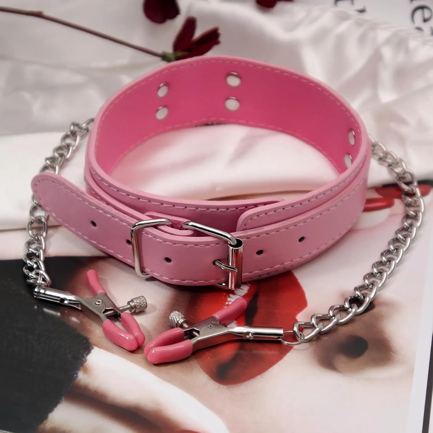 Nipple Clamps with Chain Necklace for Women Non Piercing Adjustable Choker Body Chain Fake Nipple Piercing Jewelry
